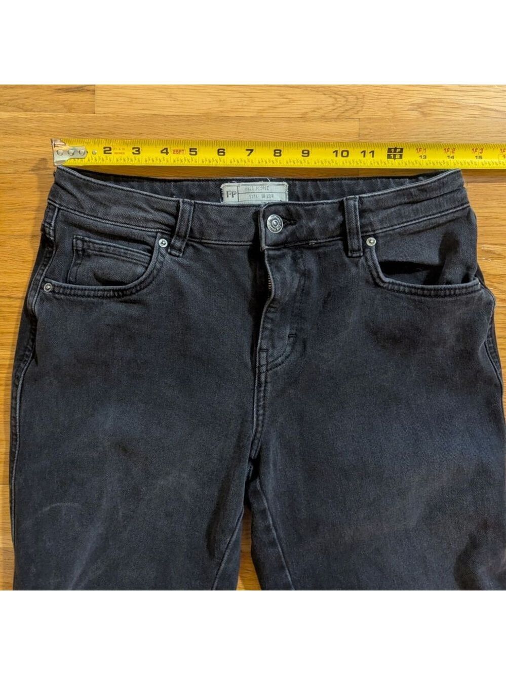 Free People Black Distressed Denim Ankle Jeans Size 28 - Picture 7 of 11